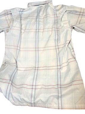Habit Size Meduim White Fishing Shirt with Black Logo and Red Stripes